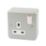 MK Metalclad Plus  13A 1-Gang DP Switched Metal Clad Plug Socket  with White Inserts