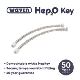 Hep2O Push-Fit Connection Flexible Tap Connectors 15mm x 3/4" x 500mm 2 Pack