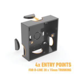 D-Line SSB28B/2 1-Gang Surface Pattress Black Box 28mm 2 Pack