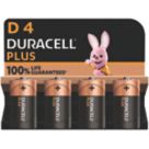 Duracell Plus D 1.5V Alkaline Batteries 4 Pack
