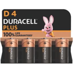 Duracell Plus D Alkaline Alkaline Batteries 4 Pack