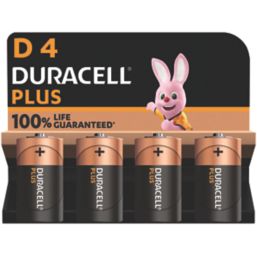 Duracell Plus D 1.5V Alkaline Batteries 4 Pack