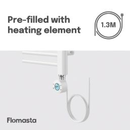 Flomasta 1200mm x 400mm 853BTU White Flat Electric Towel Radiator