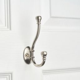 Decohooks Two Prong Ball End Hook Satin Nickel 130mm