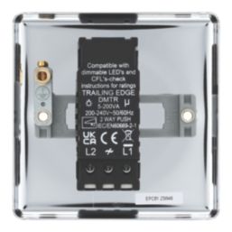 LAP  1-Gang 2-Way LED Dimmer Switch  Polished Chrome with Colour-Matched Inserts