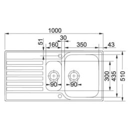 Franke Ascona 1.5 Bowl Stainless Steel Inset Sink  1000mm x 510mm