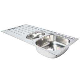 1.5 Bowl Stainless Steel Kitchen Sink & Drainer  1000mm x 500mm