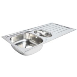 1.5 Bowl Stainless Steel Kitchen Sink & Drainer  1000mm x 500mm