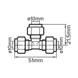 Flomasta  Brass Compression Equal Tee 10mm