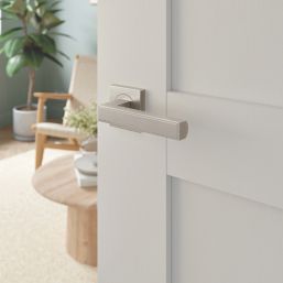 Cooke & Lewis Preder Lever on Rose Door Handles Pair Satin Nickel