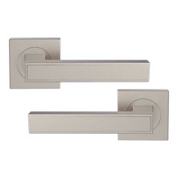 Cooke & Lewis Preder Lever on Rose Door Handles Pair Satin Nickel