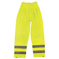 Hi-Vis Waterproof Trousers Elasticated Waist Yellow Medium 25 1/2-44" W 30" L