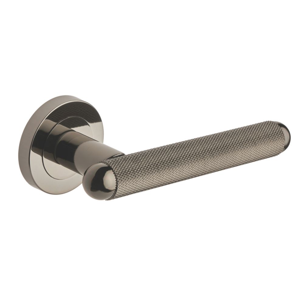 Designer Levers Mayfair Knurled Lever On Rose Door Handle Pair Black Nickel Screwfix 6585