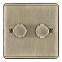 LAP  2-Gang 2-Way LED Dimmer Switch  Antique Brass with Colour-Matched Inserts