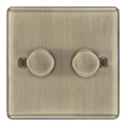 LAP  2-Gang 2-Way LED Dimmer Switch  Antique Brass with Colour-Matched Inserts