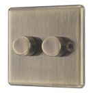 LAP  2-Gang 2-Way LED Dimmer Switch  Antique Brass with Colour-Matched Inserts