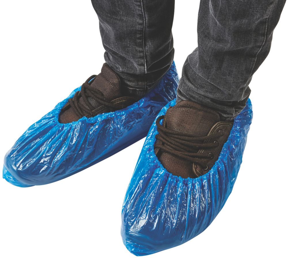 Blue store plastic overshoes