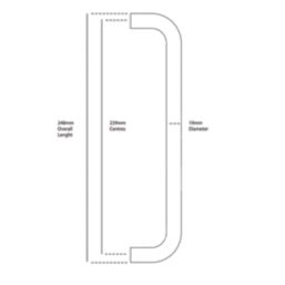 Eclipse Fire Rated Pull Handle Matt Black 19mm x 248mm