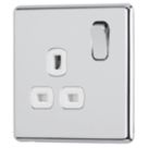 Arlec  13A 1-Gang SP Switched Socket Polished Chrome  with White Inserts