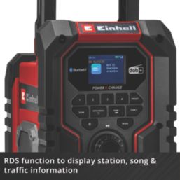 Einhell TE-CR 18 Li DAB+/FM/BT-Solo 230V or 18V Li-Ion Power X-Change DAB / FM Cordless Site Radio - Bare
