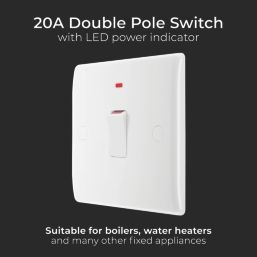 British General 800 Series 20A 1-Gang DP Water Heater Switch White with LED