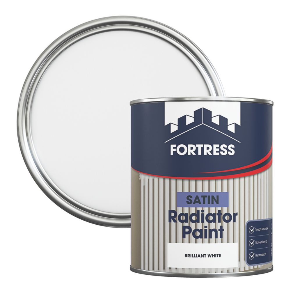 Fortress Radiator Paint White Satin 750ml Screwfix