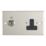 Contactum iConic 13A Key Switch 1-Gang 2-Pole Switched Socket Brushed Steel with Black Inserts