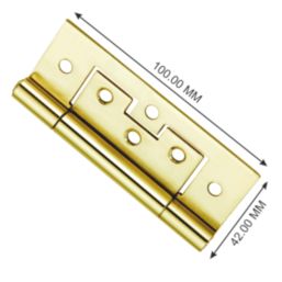 Smith & Locke Polished Brass  Door Hinge 100mm x 42mm 2 Pack