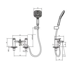 Swirl Kuhli Chrome 124mm Deck Mounted Dual Control Manual Shower Mixer Tap