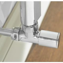 Verona 15mm x 1/2" Chrome Angled Modern Manual Radiator Valve Head & Body  2 Pack