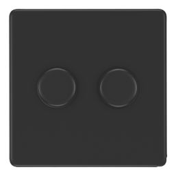 LAP  2-Gang 2-Way LED Dimmer Switch  Matt Black with Colour-Matched Inserts