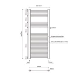 Flomasta 1200mm x 500mm 1228BTU Chrome Flat  Towel Radiator