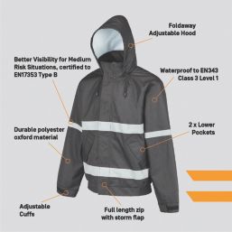 Site Cleworth Waterproof Jacket Black X Large Size 44-46" Chest