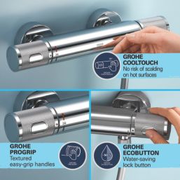Grohe Precision Feel HP Rear-Fed Exposed Chrome Thermostatic Shower Mixer Set