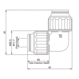 Flomasta  Plastic Push-Fit Equal 90° Elbows 15mm 10 Pack