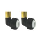 ETAL  Brass Push-Fit Equal 90° Black Stem Elbow 15mm 2 Pack