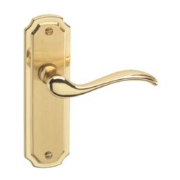 Urfic Constance Fire Rated Latch Lever on Backplate Pair Polished / Satin Brass