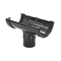 FloPlast MiniFlo uPVC Half Round Running Outlet Black 76mm x 50mm