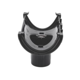 FloPlast MiniFlo uPVC Half Round Running Outlet Black 76mm x 50mm