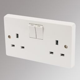 Crabtree Capital 13A 2-Gang DP Switched Plug Socket White