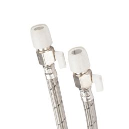 Hep2O Push-Fit Flexible Tap Connectors with Valve 15mm x 1/2" x 300mm 2 Pack