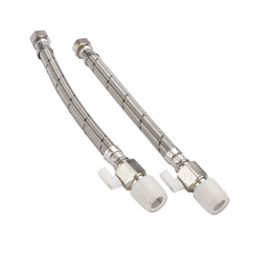Hep2O Push-Fit Flexible Tap Connectors with Valve 15mm x 1/2" x 300mm 2 Pack