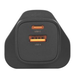 Masterplug 2-Outlet Type A & C Plug-In USB Charger Black 3.6A