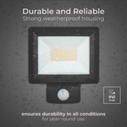 Luceco Essence Outdoor LED Floodlight with Ball Joint With PIR Sensor Black 30W 3150lm