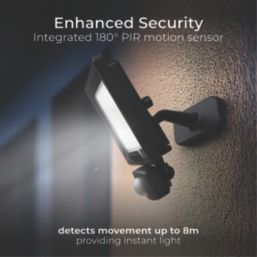 Luceco Essence Outdoor LED Floodlight with Ball Joint With PIR Sensor Black 30W 3150lm