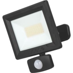 Luceco Essence Outdoor LED Floodlight with Ball Joint With PIR Sensor Black 30W 3150lm