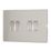 Contactum Lyric 10AX 4-Gang 2-Way Light Switch  Brushed Steel with White Inserts