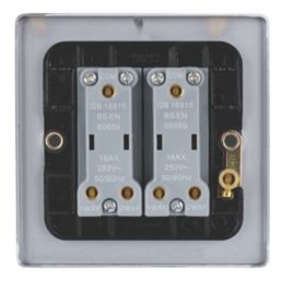 Schneider Electric Ultimate Low Profile 16AX 2-Gang 2-Way Light Switch  Brushed Chrome with Black Inserts
