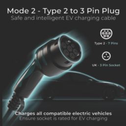 Masterplug 10A 2.3kW  Mode 2 UK 3-Pin Plug Portable EV Charger 3m