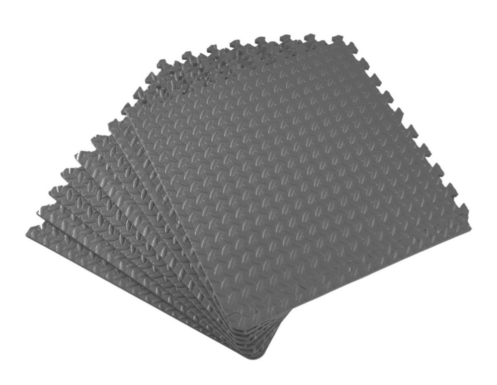 Essentials Interlocking Floor Tiles Grey 10mm 8 Pack Screwfix